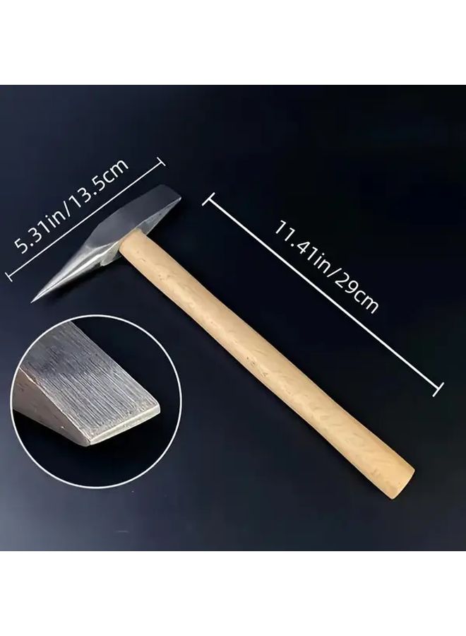 1pc Welding Hammer Wooden Handle Dual Head Slag Removal Ice Breaking - Image 2