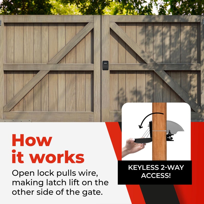 Yardlock Gate Lock XLB â€“ Secure Keyless Fence Lock and Latch with 2-Way Access â€“ Strong Durable System for Theft Prevention and Home Security, Easy Installation on Wood or Vinyl Gates/Fences - Image 3