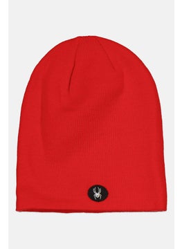 Men Brand Logo Knitted Beanie, Red