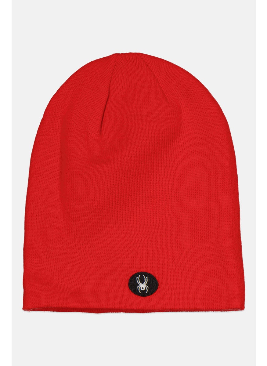 Spyder - Men Brand Logo Knitted Beanie, Red - Image 1