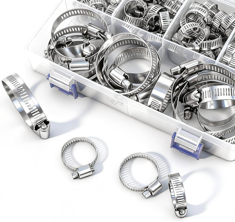 Juasky 85pcs Stainless Steel Hose Clamp Assortment Kit,1/4-2 1/2 Inch Small Stainless Hose Clamp For Tube Pipe Fuel Line, Plumbing - Image 4