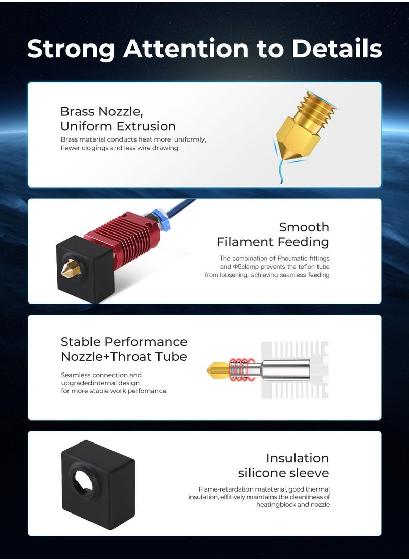 SYOSI - Ender 3 Hotend Kit for 3D Printers, 24V Extruder MK8 with 0.4mm Nozzle, Blue Teflon Tube, Smooth, No Clogging - Compatible with Creality Ender-3, Ender-3 Pro, Ender-3S, Ender-2 Pro - Image 1