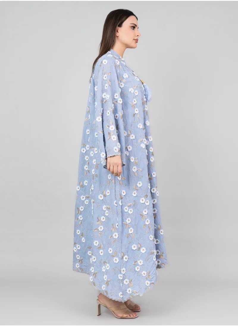 IKKXA Floral Aura Embroidered Jalabiya OMN05 Blue