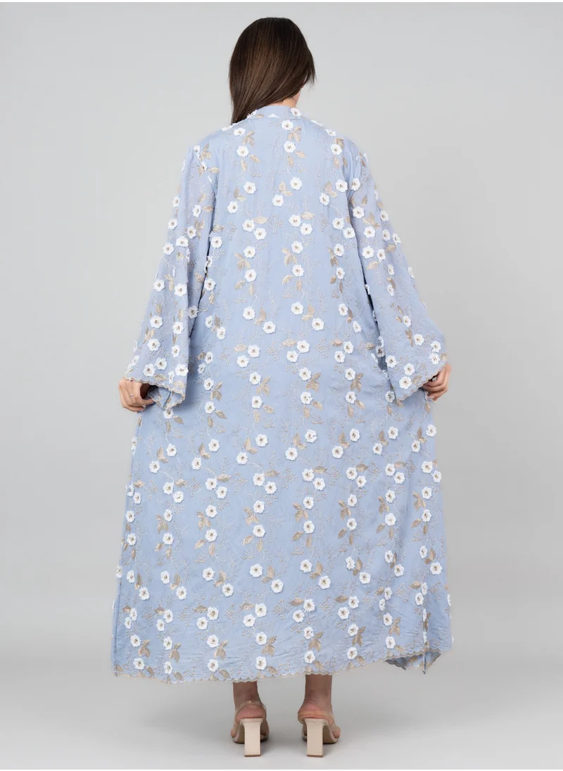 IKKXA Floral Aura Embroidered Jalabiya OMN05 Blue