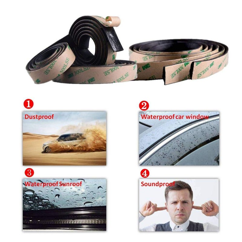 Thlevel 16ft/5M Windshield Seal Weather Stripping Rubber Sealing Strip Trim Cover Car Windshield Weather Seal for Car Front Rear Windshield, Sunroof, Sliding Doors/ Windows, Closet Doors - Image 5