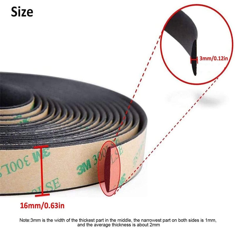Thlevel 16ft/5M Windshield Seal Weather Stripping Rubber Sealing Strip Trim Cover Car Windshield Weather Seal for Car Front Rear Windshield, Sunroof, Sliding Doors/ Windows, Closet Doors - Image 2