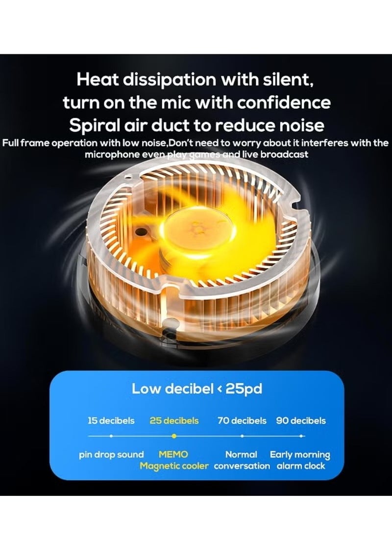 Generic Magnetic Phone Cooler, Portable Phone Cooling Fan, Universal Phone Fan Cellphone Radiator for Tiktok Live Streaming ect (Black+Orange)  - Image 3
