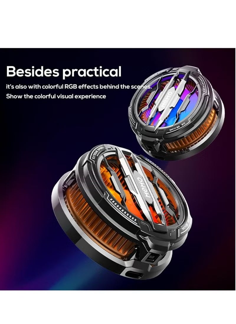 Magnetic Phone Cooler, Portable Phone Cooling Fan, Universal Phone Fan Cellphone Radiator for Tiktok Live Streaming ect (Black+Orange)