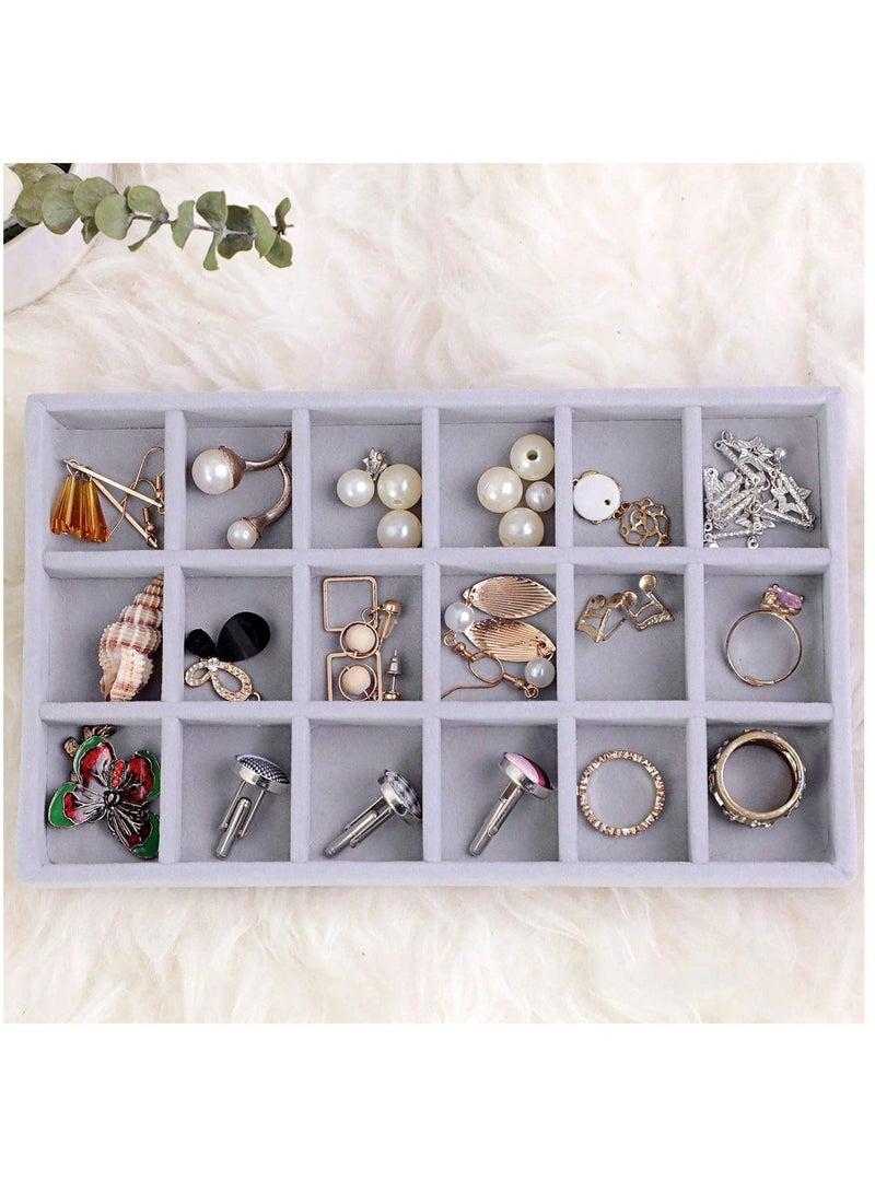 WALALLA 4 PCS Stackable Jewelry Organizer Trays, Drawer Organizer and Jewelry Display Case Storage Container for Earring Necklace Rings Bracelet with Removable Dividers - Image 4