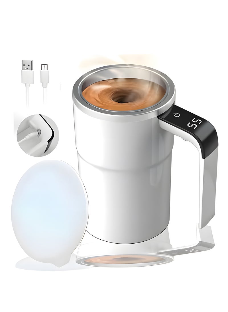 Warme Self Stirring Mug 380ML Auto Magnetic Coffee Mug with LED Display Temperature Rechargeable Automatic Stirring Mug Self Mixing Cup with Lid Suitable for Coffee Protein Coffee Tea Hot Chocolate - Image 1