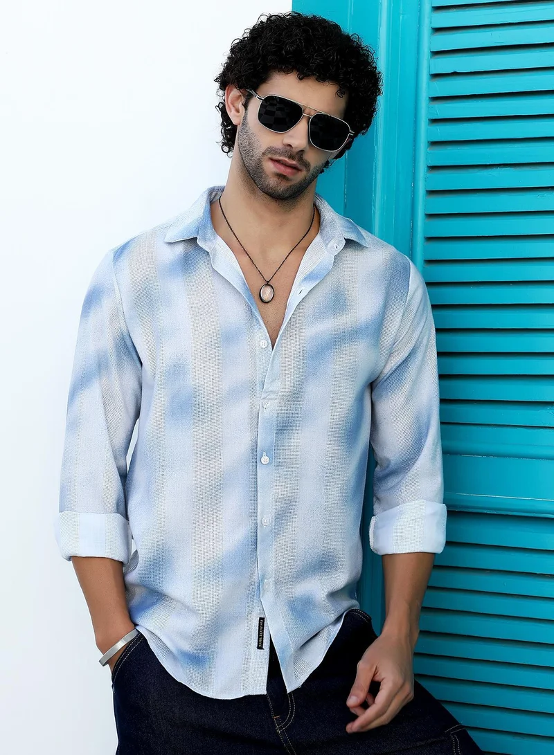 Men's Admiral Blue Dunes-Tactile Regular Shirt