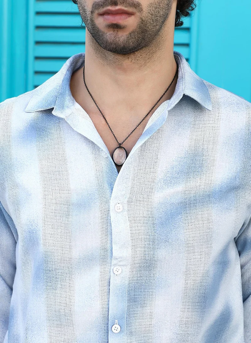 CAHOOT  Men's Admiral Blue Dunes-Tactile Regular Shirt for Men | Best Price UAE