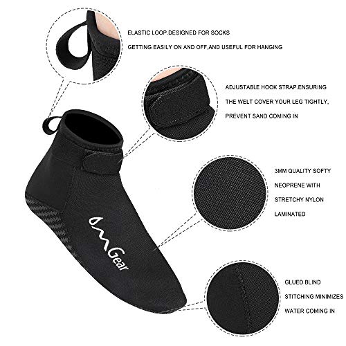 OMGear Neoprene Socks BootiesLowCut for Snorkeling Surfing Diving Spearfishing All Watersports Beach Activities Black XLMen 1011women1112 - Image 3