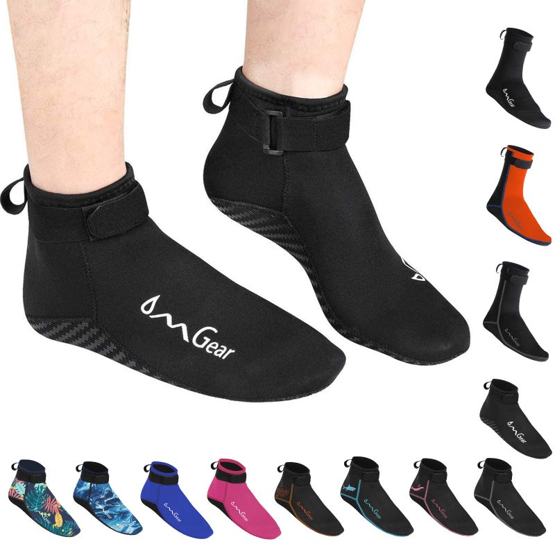 OMGear Neoprene Socks BootiesLowCut for Snorkeling Surfing Diving Spearfishing All Watersports Beach Activities Black XLMen 1011women1112 - Image 2