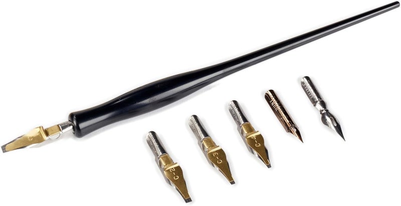 Speedball Calligraphy Pen Set - 1 Penholder with 4 Nibs and 2 Pen Tips for Beginners - Image 3