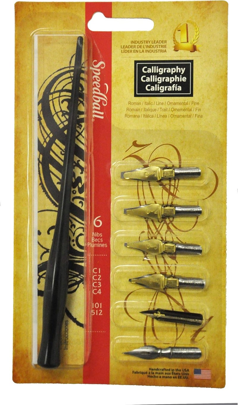 Speedball Calligraphy Pen Set - 1 Penholder with 4 Nibs and 2 Pen Tips for Beginners - Image 4