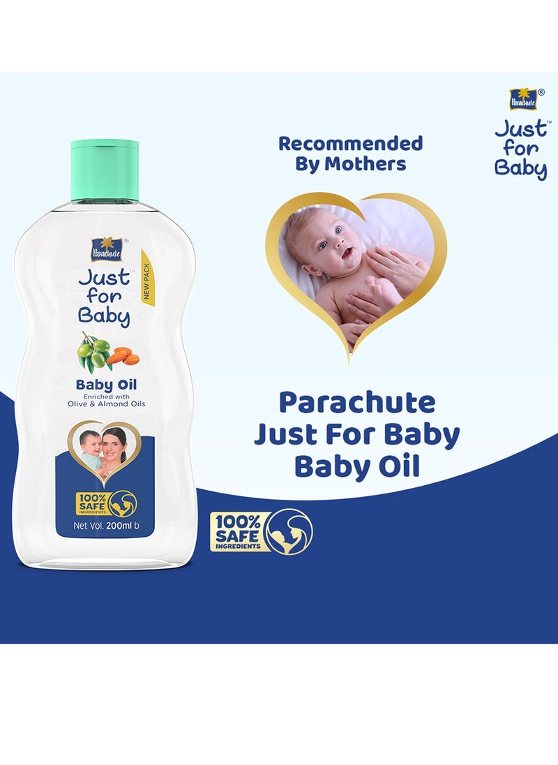 Parachute - Baby Oil for Moisturize and Soft Skin | Enriched with Almond Milk and Olive Oil | 100% Natural Moisturisers | Paraben and Color Free - 200ml - Image 1