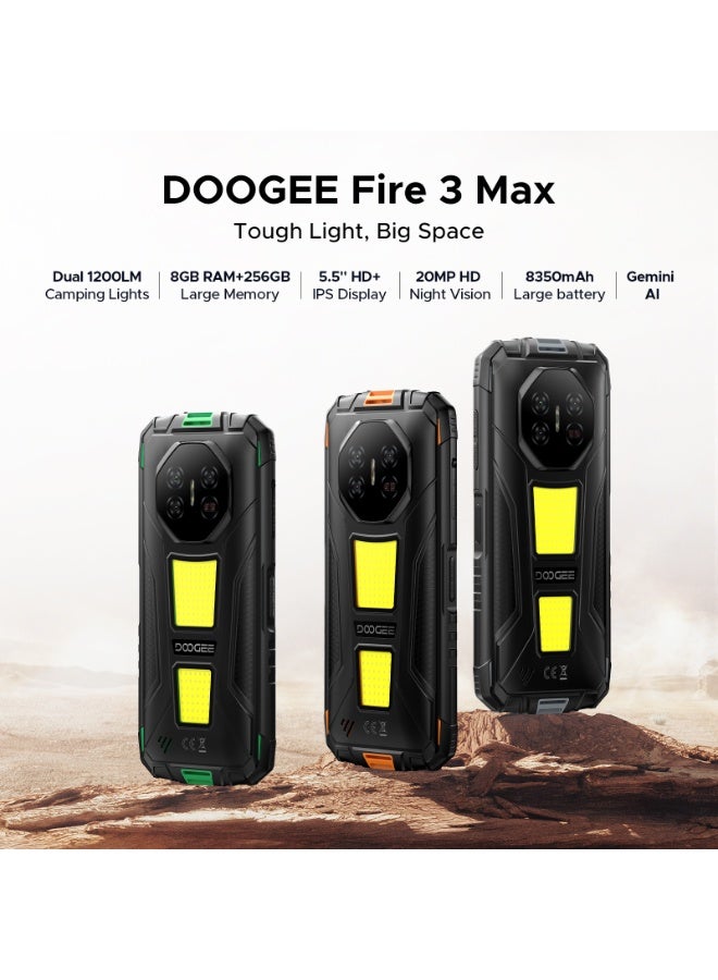 دوجي نار 3 ماكس مفتوح الهاتف الذكي القوي ، أندرويد 15 ، 32GB + 256GB التخزين القابل للتوسع ، شاشة HD 5.5 " ، بطارية 8350mAh ، كاميرا الرؤية الليلية 48MP + 20MP - Image 2