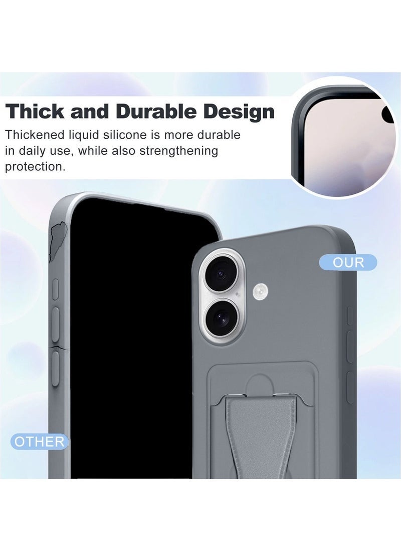 ELTRAZONE iPhone 17 5G 2025 Silicone TPU Case with Card Holder & Hand Grip | Slim Shockproof Wallet Cover with Kickstand Function & Secure Grip Strap (MCHPSN) - Dark Grey - Image 2