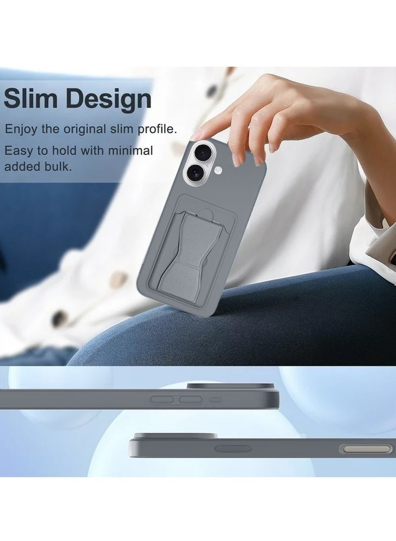 ELTRAZONE iPhone 17 5G 2025 Silicone TPU Case with Card Holder & Hand Grip | Slim Shockproof Wallet Cover with Kickstand Function & Secure Grip Strap (MCHPSN) - Dark Grey - Image 4