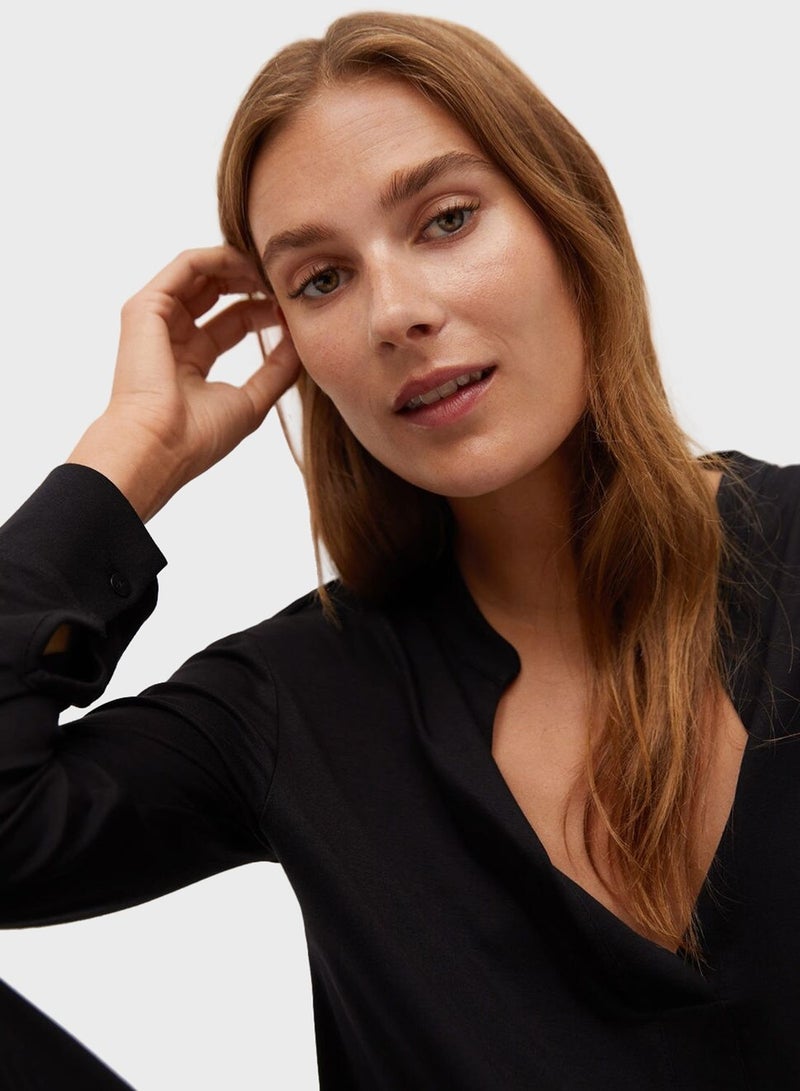 MANGO Asymmetric Longline Shirt - Image 1