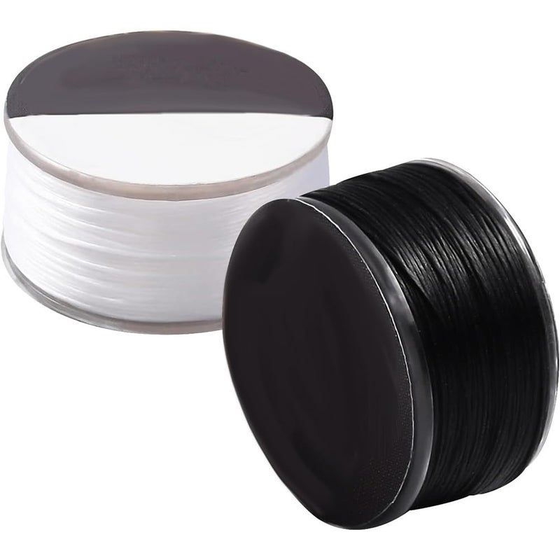 PH PandaHall 0.1mm Nylon Seed Bead Thread 100 Yards Black White Bracelet Cord Beading Thread Invisible Sewing String Nylon Braided String for Leather Stitching Beading Jewelry Bracelets Making - Image 1