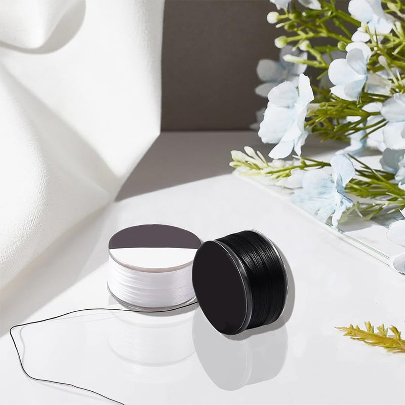 PH PandaHall 0.1mm Nylon Seed Bead Thread 100 Yards Black White Bracelet Cord Beading Thread Invisible Sewing String Nylon Braided String for Leather Stitching Beading Jewelry Bracelets Making - Image 2