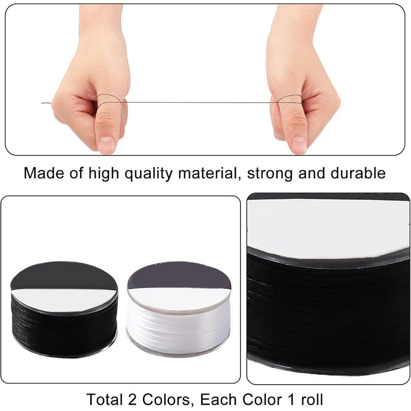PH PandaHall 0.1mm Nylon Seed Bead Thread 100 Yards Black White Bracelet Cord Beading Thread Invisible Sewing String Nylon Braided String for Leather Stitching Beading Jewelry Bracelets Making - Image 4