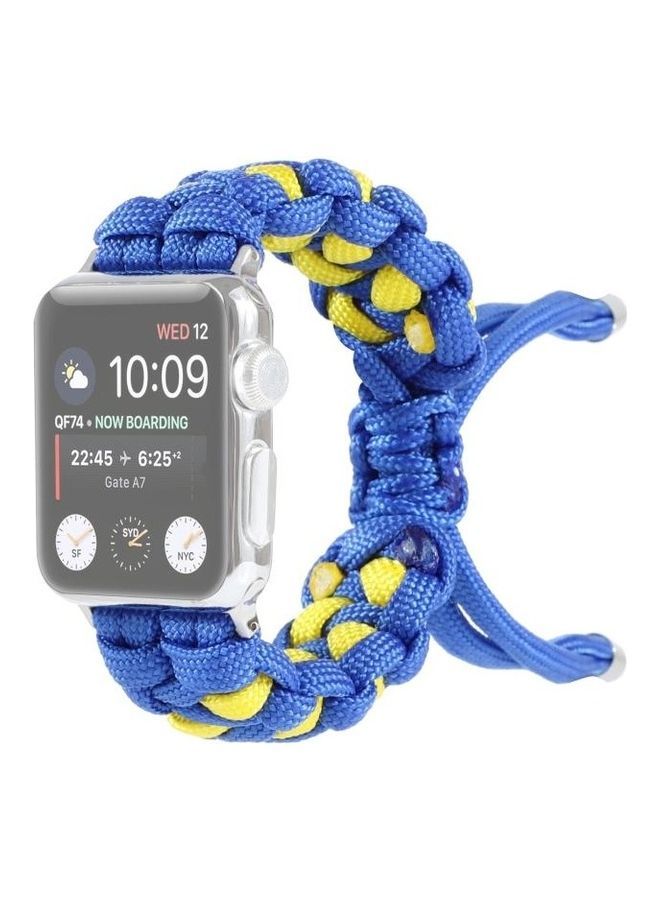 NIBEMINENT Braided Umbrella Cord Watch Strap For Apple Series 7 45mm/6 & SE 5 4 44mm/3 2 1 42mm Blue - Image 1