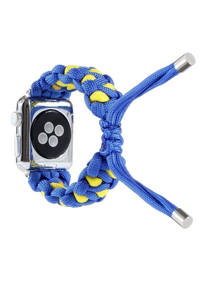 NIBEMINENT Braided Umbrella Cord Watch Strap For Apple Series 7 45mm/6 & SE 5 4 44mm/3 2 1 42mm Blue - Image 4
