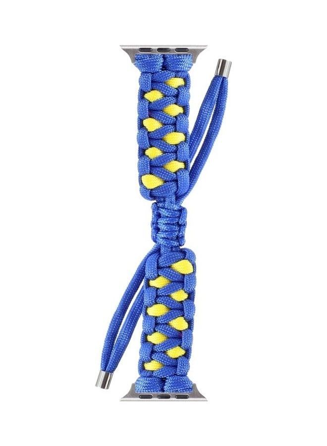 NIBEMINENT Braided Umbrella Cord Watch Strap For Apple Series 7 45mm/6 & SE 5 4 44mm/3 2 1 42mm Blue - Image 2