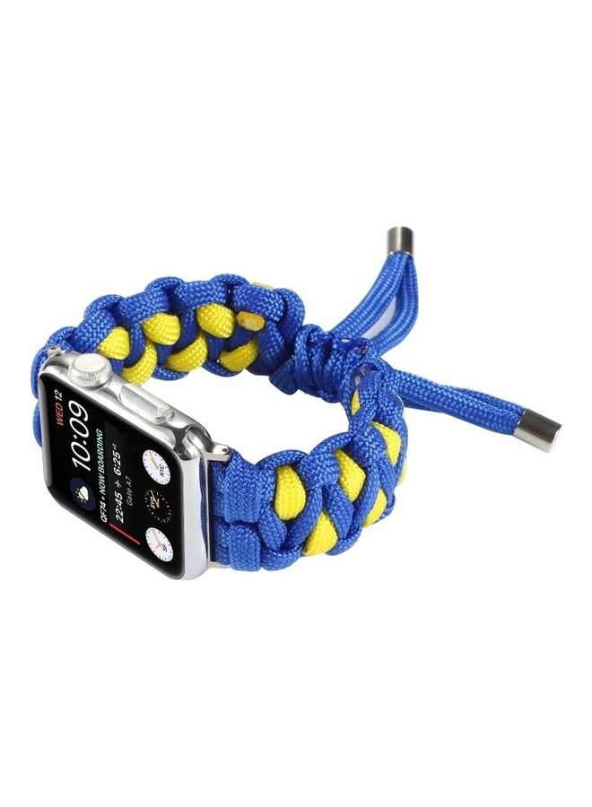 NIBEMINENT Braided Umbrella Cord Watch Strap For Apple Series 7 45mm/6 & SE 5 4 44mm/3 2 1 42mm Blue - Image 5