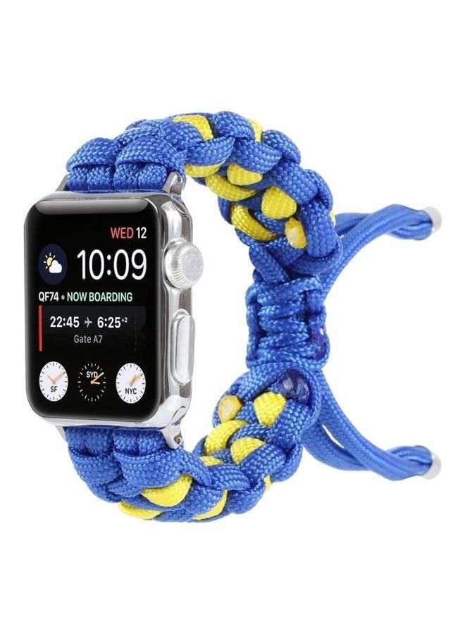 NIBEMINENT Braided Umbrella Cord Watch Strap For Apple Series 7 45mm/6 & SE 5 4 44mm/3 2 1 42mm Blue - Image 3