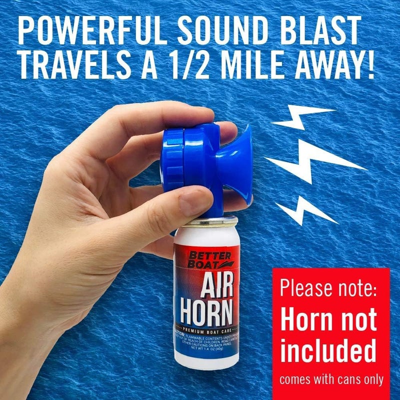 Better Boat Marine Safety Air Horn Refills, Very Loud Handheld Fog Horn, Mini Compressed Can 1.4oz for Boating and Walking Safety 1.4oz Refills - Image 3