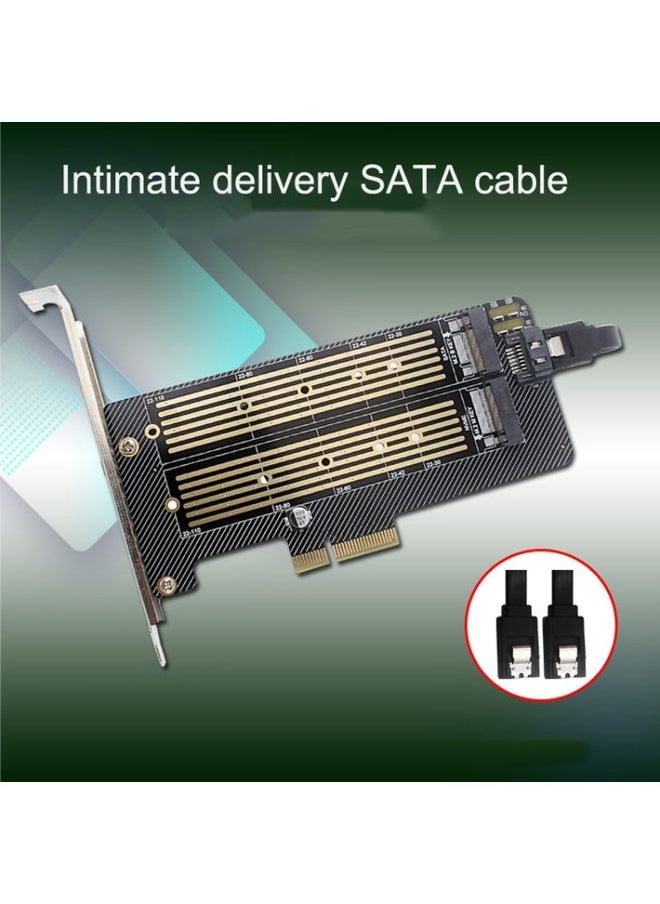 BURAQ M.2 NVME NGFF SSD To PCIE SATA Dual Disk Conversion Expansion Card Supports MKEY BKEY Wiring(Black)  - Image 3