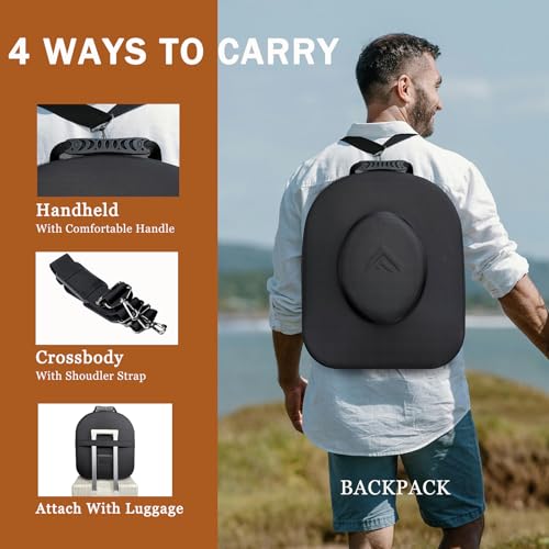 Foeran Travel Hat Case For Cowboy Panama & Fedora Hat, Waterproof & Crush Proof Cowboy Hat Box Wide-brimmed Hats Storage Holder Hat Carrier - Large, Black - Image 4
