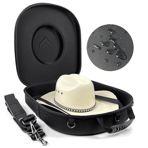 Foeran Travel Hat Case For Cowboy Panama & Fedora Hat, Waterproof & Crush Proof Cowboy Hat Box Wide-brimmed Hats Storage Holder Hat Carrier - Large, Black - Image 1