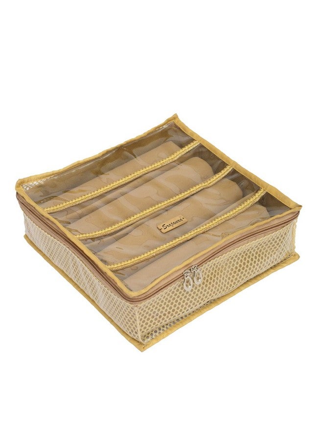 SRAJANAA SRAJANAA Industries 4 Rod Bangle Box | Hard Board 4 Roll Removable Chudi Organizer for women | Bangles Storage Organiser | Watches Organizer with Transparent Top Window | (Pack of 2), Beige - Image 3