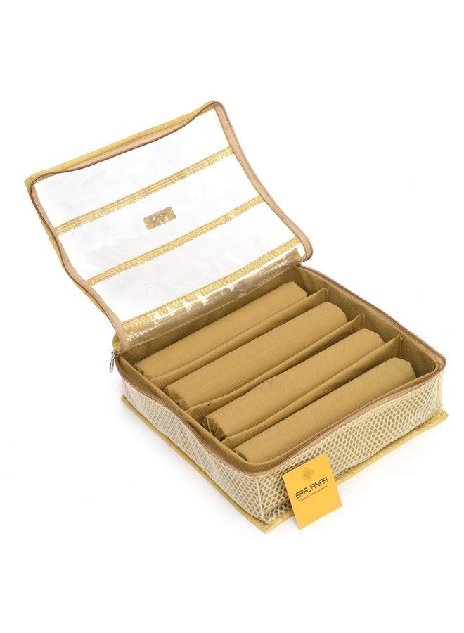 SRAJANAA SRAJANAA Industries 4 Rod Bangle Box | Hard Board 4 Roll Removable Chudi Organizer for women | Bangles Storage Organiser | Watches Organizer with Transparent Top Window | (Pack of 2), Beige - Image 4