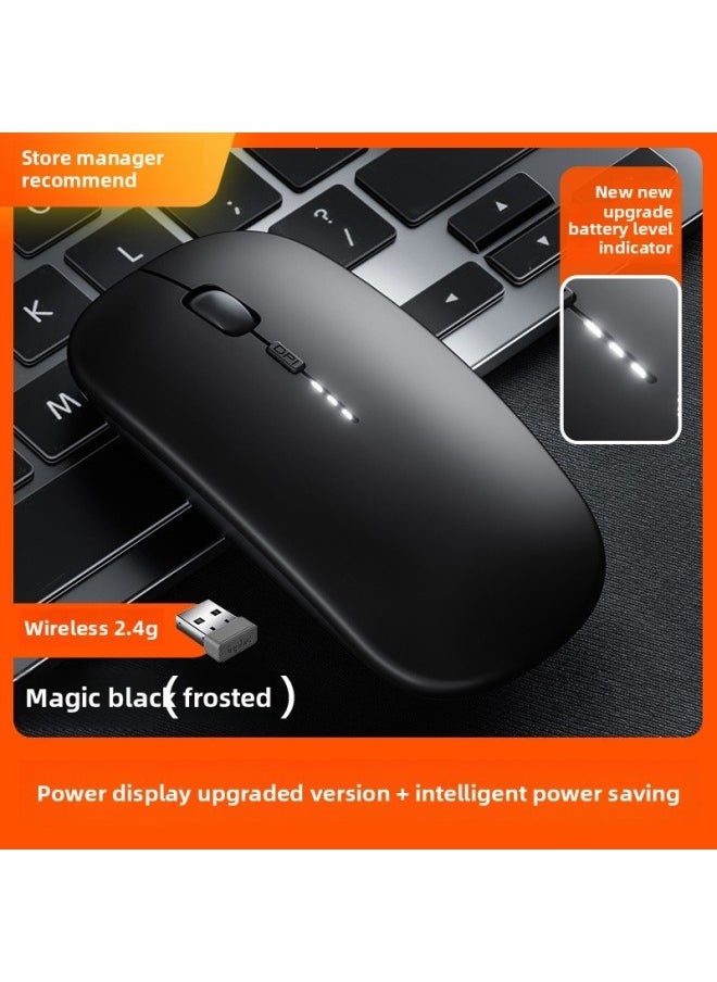 Wireless Mouse Charging Silent Bluetooth Dual-Mode Home Office Laptop Desktop Unlimited Mouse Silent-Specification:【store Manager Recommendation】 Magic Black-frosted 【2.4g Wireless Battery Display Upgraded Version】 - Image 1