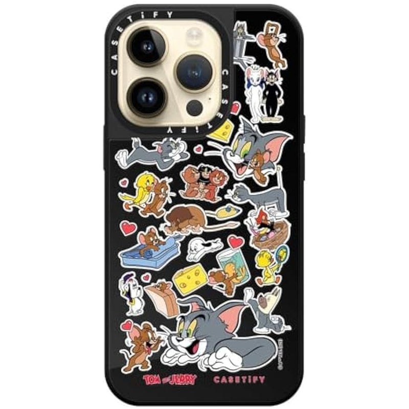 Casetify Mirror Case for iPhone 14 Pro 【Tom and Jerry Colab/Reflective / 4.9ft Drop Protection/Compatible with Magsafe】 - Family Sticker - Black on Black - Image 3