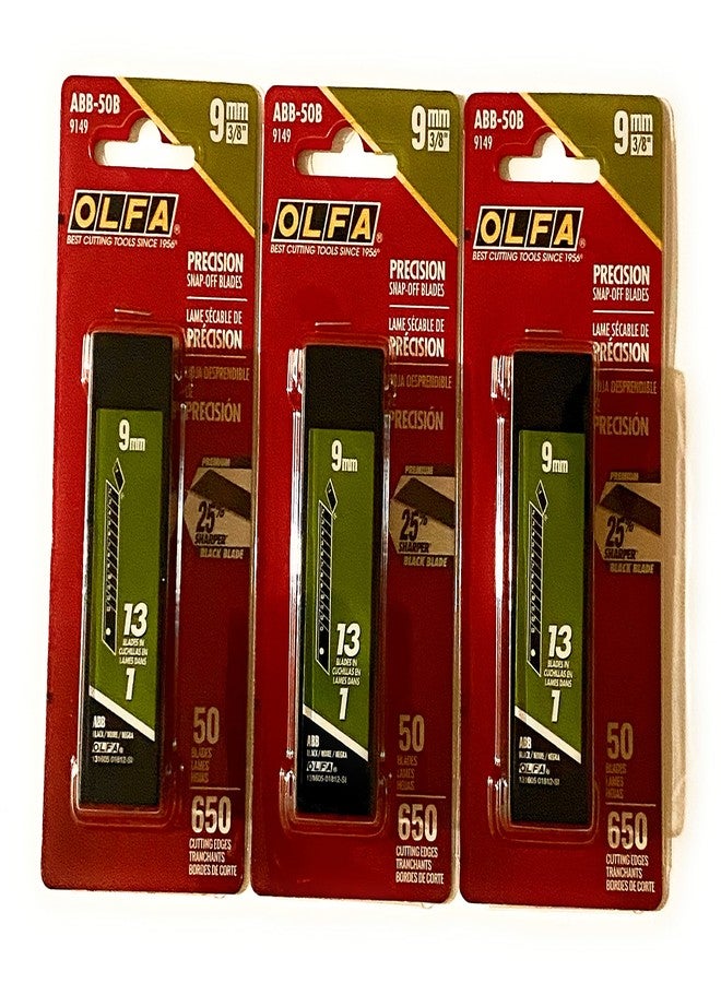 OLFA O L F A OLFA 9149 ABB-50B 9mm UltraSharp Black Snap-Off Blade, 50-Pack (3 Pack) - Image 1