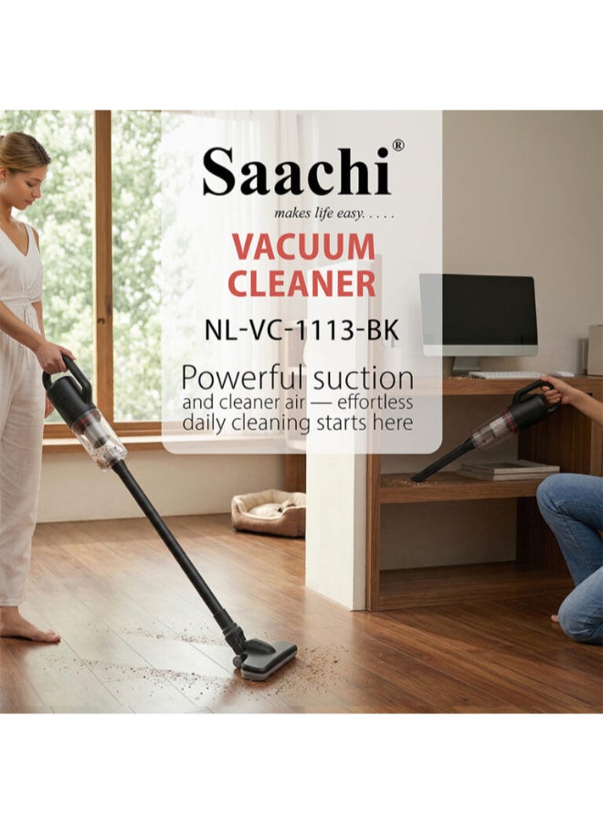 Saachi Stick Vacuum Cleaner NL-VC-1113-BK, 400W Strong Suction ≥13kPa, HEPA Filter, 0.5L Dust Cup, Lightweight Corded Vacuum, Low Noise - Image 5