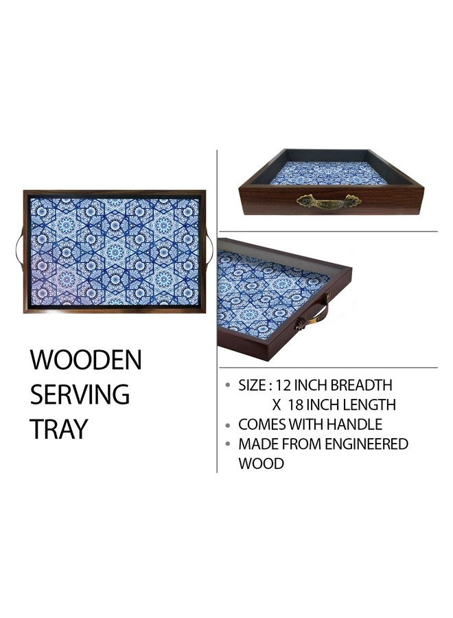 Paper Plane Design Wooden Serving Tray for Serving, Table Decoration (12 x 18 inch, Large, Brown) (Moroccan) - Image 5