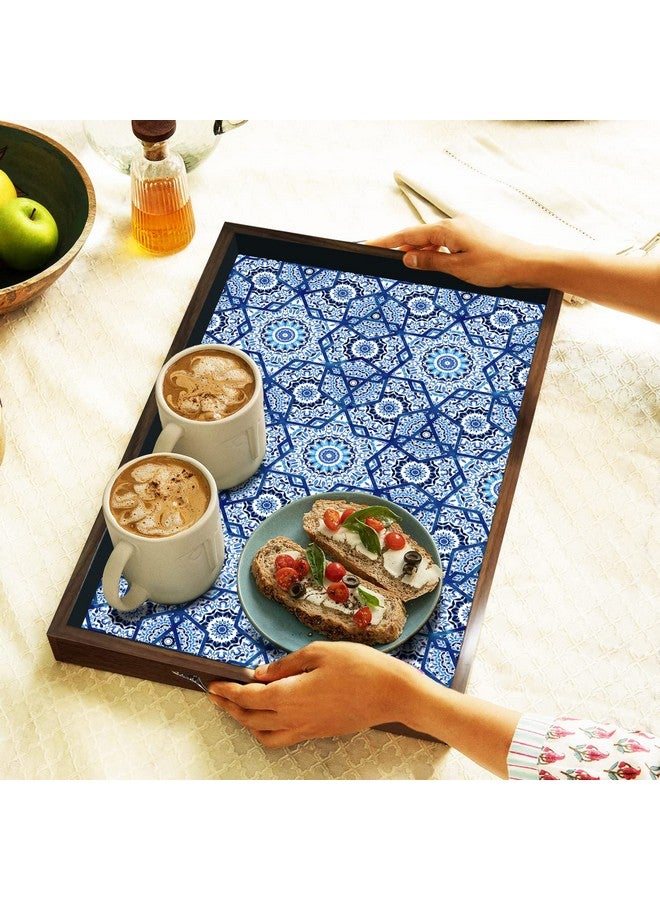 Paper Plane Design Wooden Serving Tray for Serving, Table Decoration (12 x 18 inch, Large, Brown) (Moroccan) - Image 2