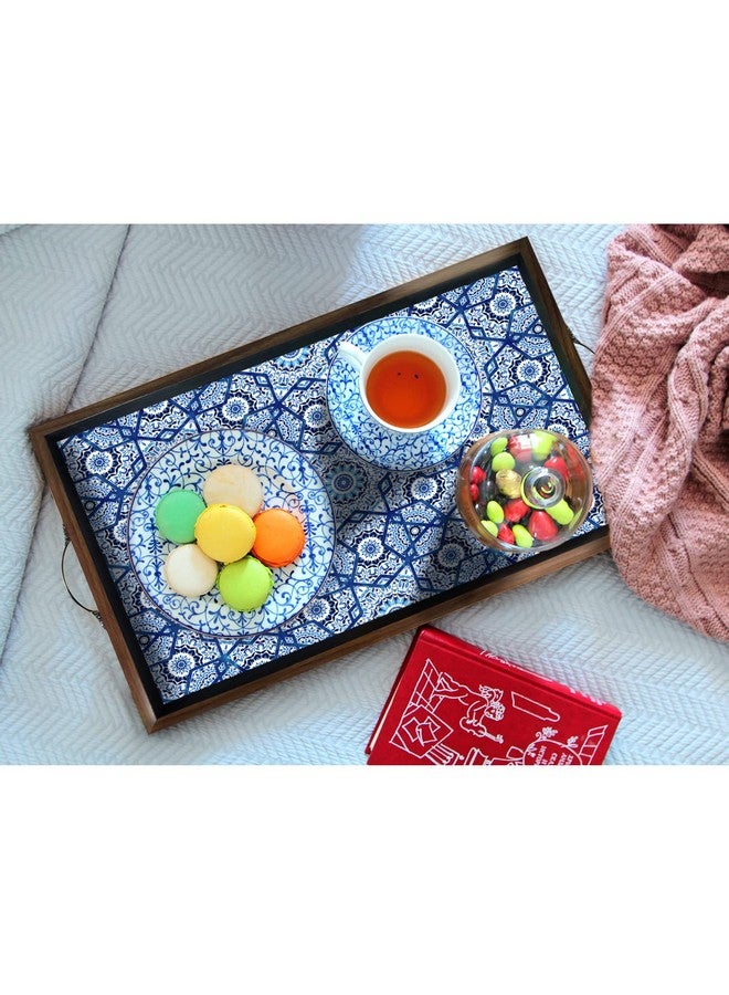 Paper Plane Design Wooden Serving Tray for Serving, Table Decoration (12 x 18 inch, Large, Brown) (Moroccan) - Image 4