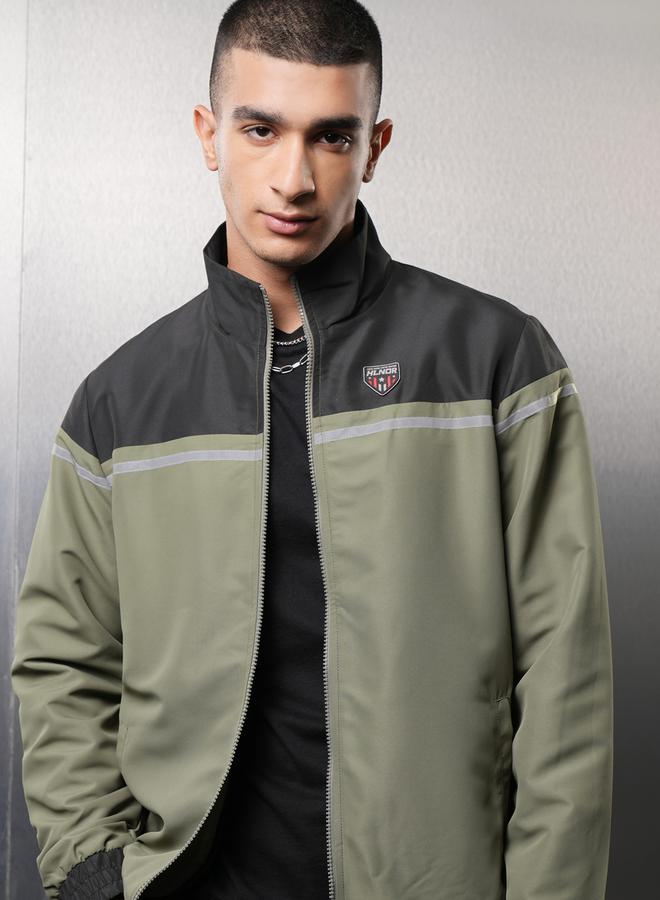HIGHLANDER Color Block High Neck Windbreaker Jacket by Styli  - Image 1