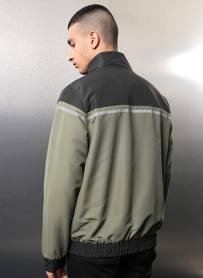 HIGHLANDER Color Block High Neck Windbreaker Jacket by Styli  - Image 3