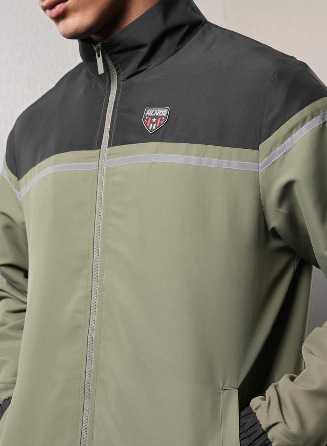 HIGHLANDER Color Block High Neck Windbreaker Jacket by Styli  - Image 2