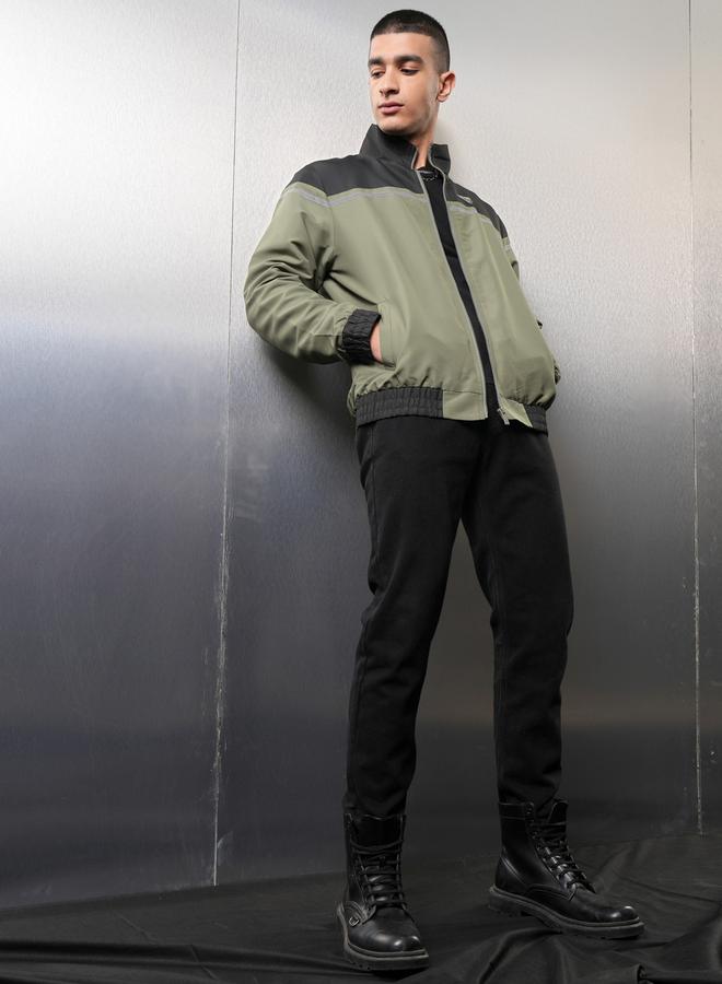 HIGHLANDER Color Block High Neck Windbreaker Jacket by Styli  - Image 4